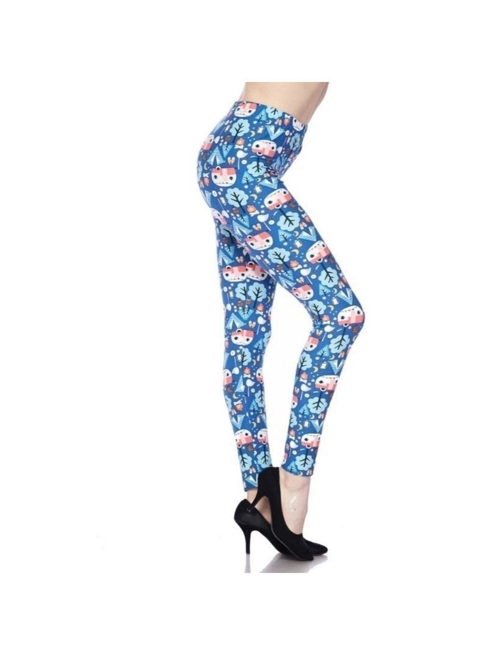 LEGGINGS DEPOT Camping Trailer Full Length Leggings Size 10 NWT